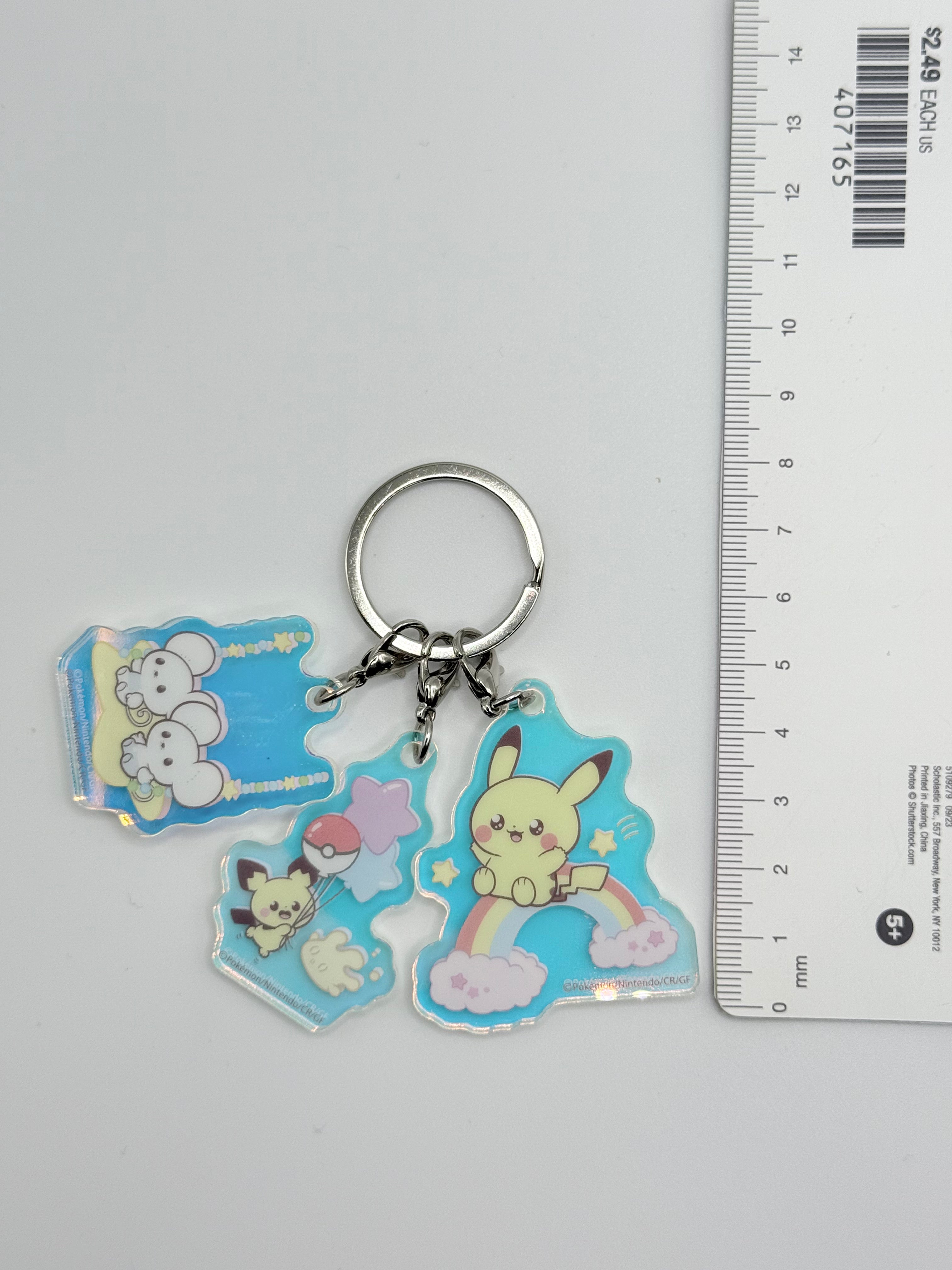 Pokemon Pokepiece Horora-Series Aurora Acrylic Key Holder Set Pichu & Mahomil Wakkana Mouse